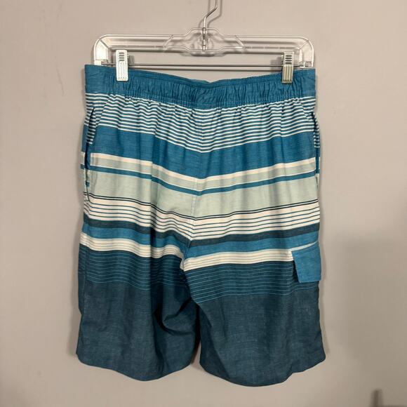 Sonoma Blue & White Men's Board Shorts Swim Trunks Size Small Striped Drawstring - Picture 2 of 7